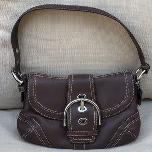 Coach Soho Brown Leather Small Flap Buckle Bag
